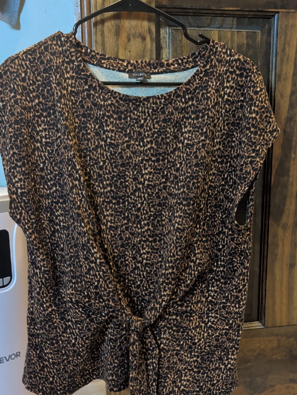 Talbots Brown and Black Leopard Tie-Front Crop Top